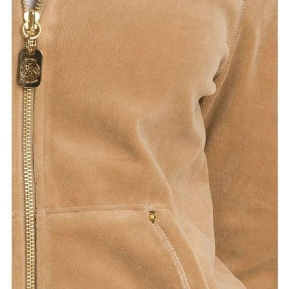 Michael Kors Camel Velour Full Zip Tracksuit Jacket Luxe Loungewear medium - Picture 5 of 10